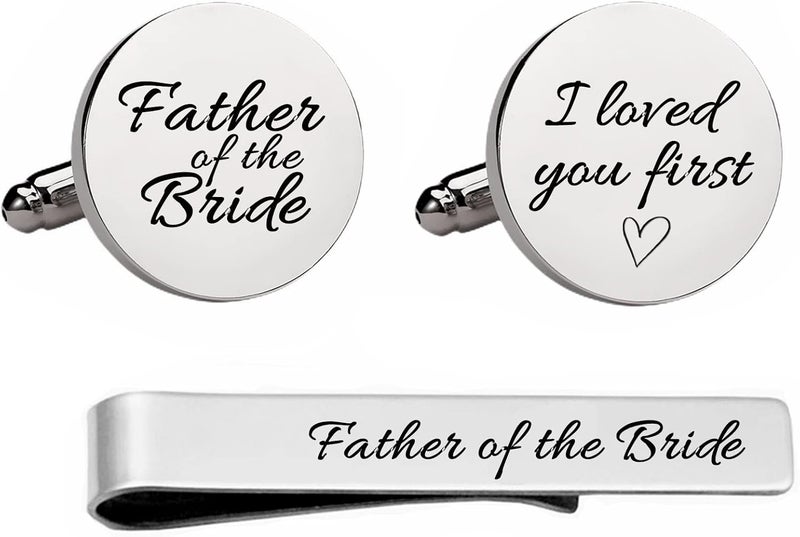 Vkooer Personalized Engraved Cuff Links Tie Clip Set Custom Engrave Phrase Wedding Cufflinks Jewelry Gift for Father Dad Of all the Walks We've taken This one is my Favorite - Image 5
